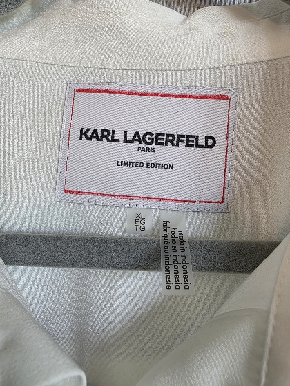 Karl Lagerfeld Paris White Blouse with Gold Art Deco Print - Picture 4 of 7